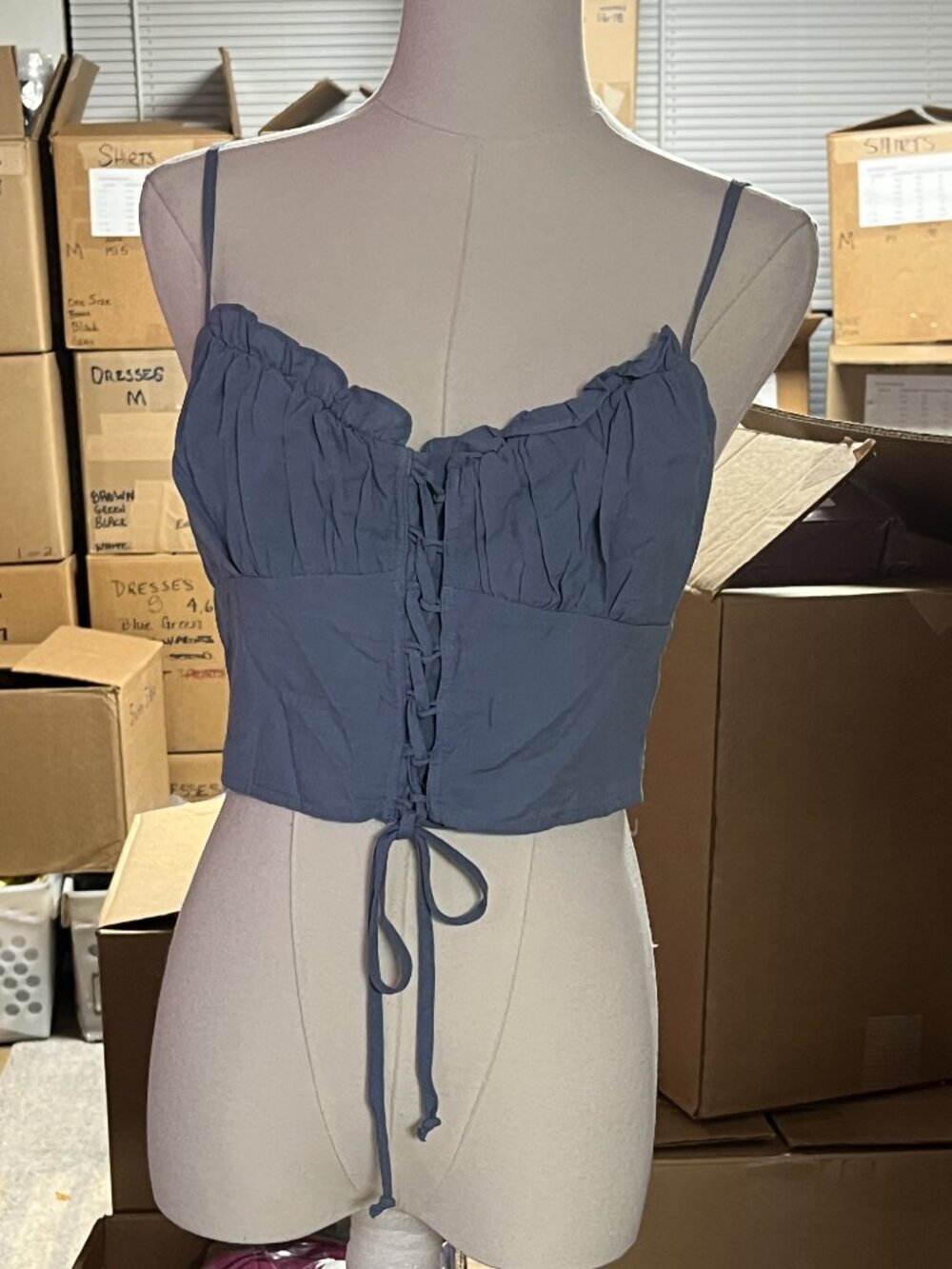 PacSun L.A. Hearts Blue Ruched Lace-Up Corset Crop Top NWT Medium - Picture 6 of 13
